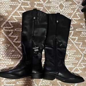 INC International Concepts genuine leather women's black under knee boots NWT